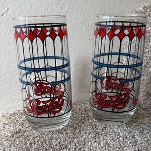 Vintage Pepsi Cola Tiffany style tumblers